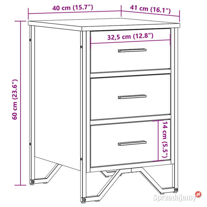 Szafka nocna brązowy dąb 40x41x60 materiał