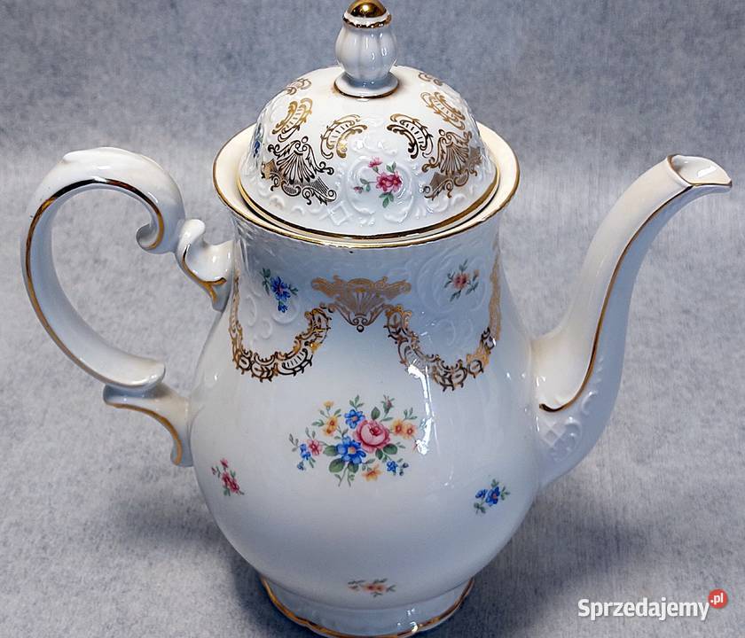 ZEH SCHERZER Dzbanek Reliefy i złocenia Róże Porcelana i szkło zachodniopomorskie Świnoujście
