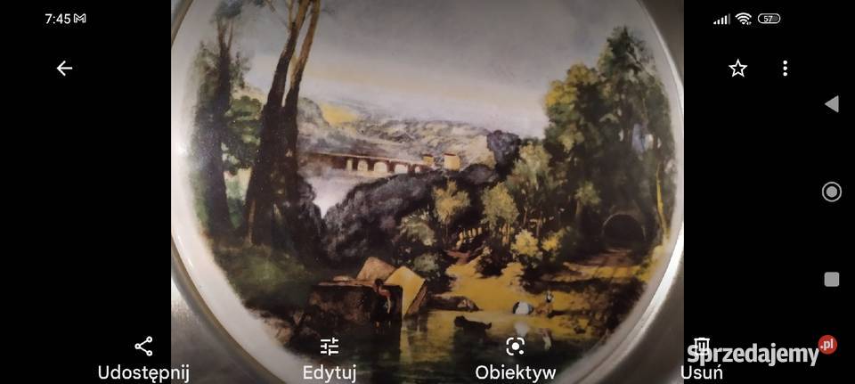 Talerz kolekcjonerski pporcelana pejzaż w cynie Wrocław