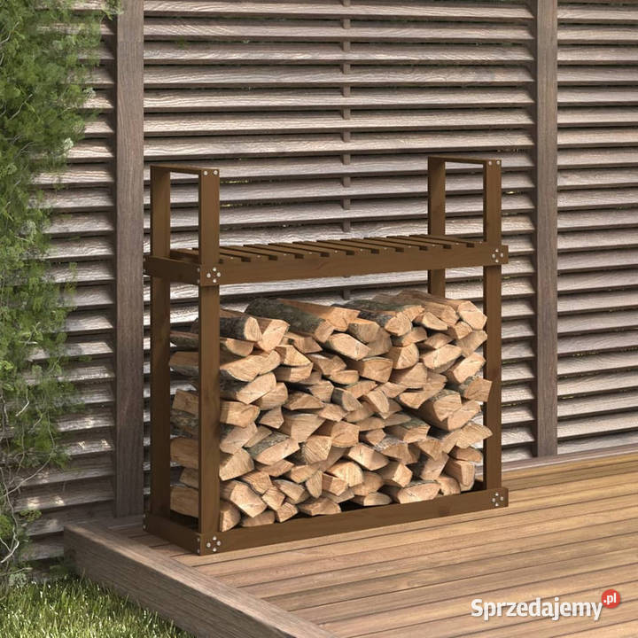 Stojak na drewno miodowy brąz 110x35x1085 drewno Warszawa