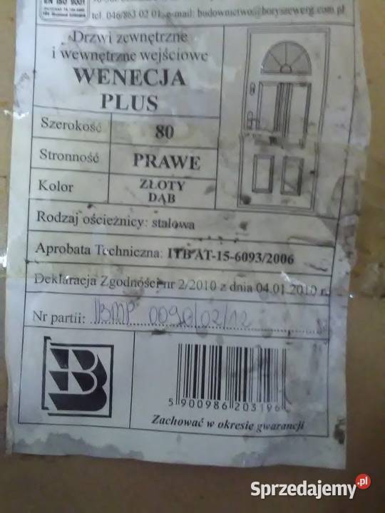 Drzwi zewnętrzne 80 prawe złoty dąb Konstantynów