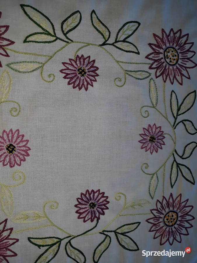 serwetka serweta ręczny haft płaski bogaty cudna