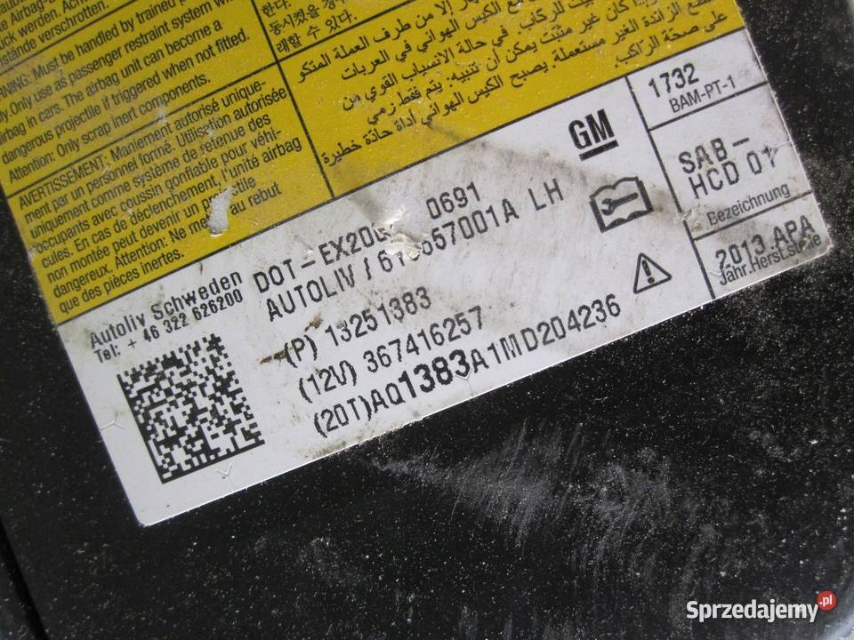 ASTRA J GTC 13r AIRBAG poduszka fotela lewa