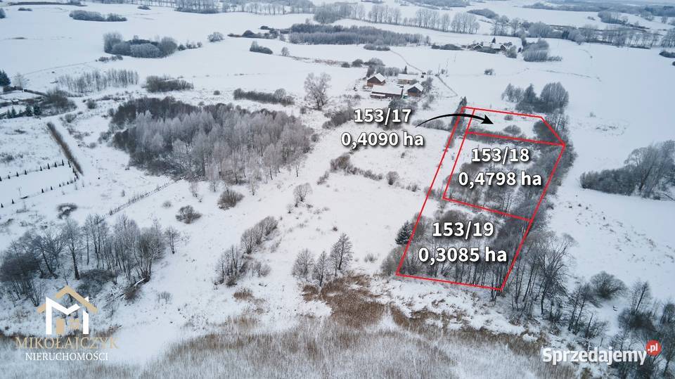 Działka 120 ha z linią brzegową jeziorem Pierwągi