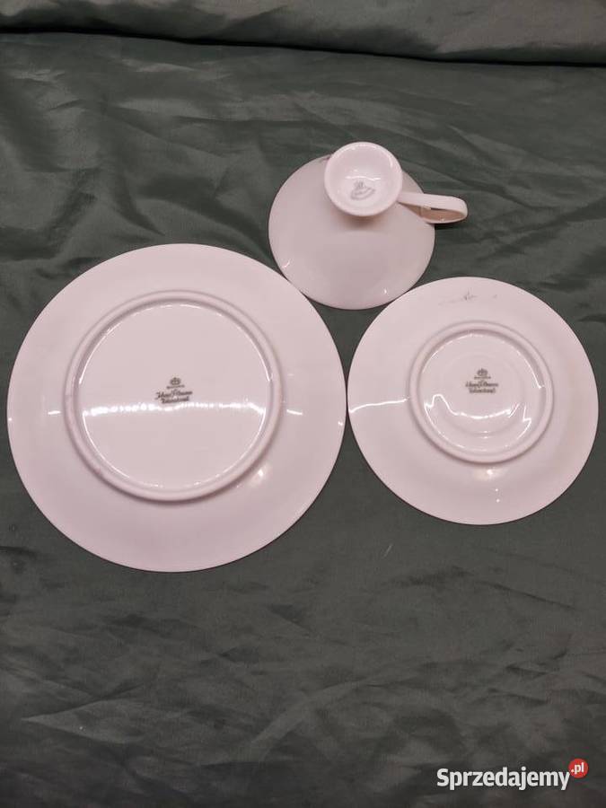 Filiżanka ze spodkiem i talerzykiem porcelana Głuchołazy