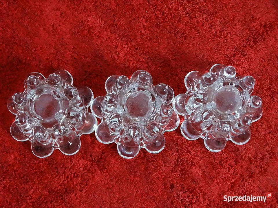 Francuskie świeczniki REIMS Ice Glass Vintage Biłgoraj