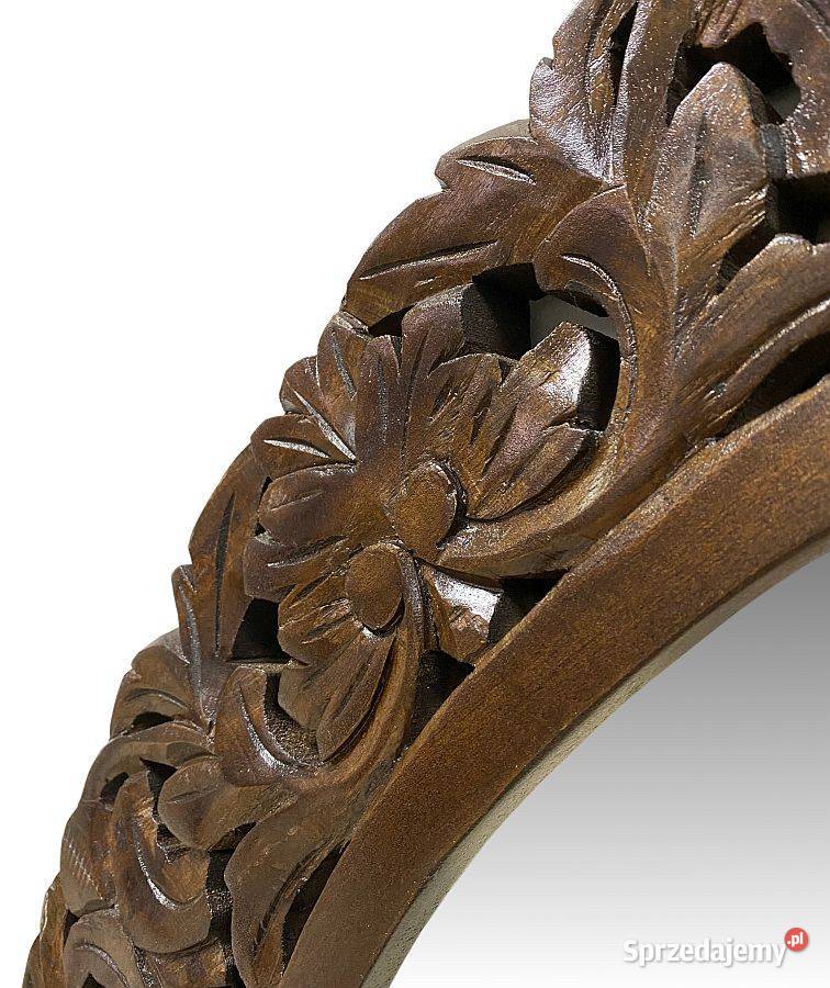 Dekoracyjne okrągłe lustro drewniane brązowe 90 Lublin