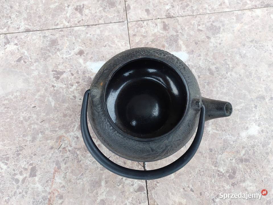 Mały żeliwny czajnik miniatura dekoracja