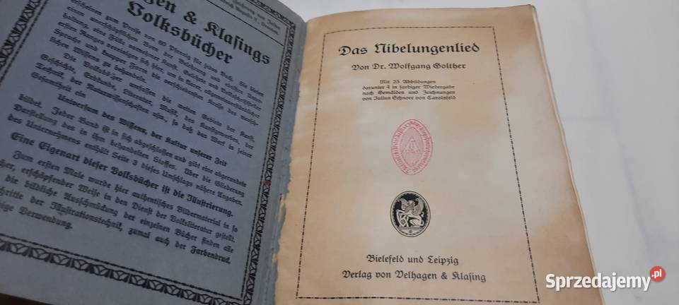 książeczka DAS NIBELUNGENLIED WOLFGANG GOLTHER mazowieckie Warszawa