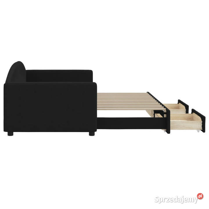 Sofa rozsuwana z szufladami czarna tkanina 75cm mazowieckie Warszawa sprzedam