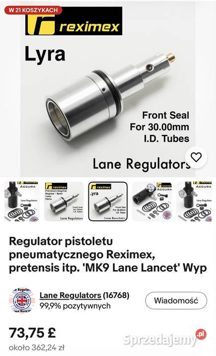 Lyra Reximex z regulatorem ciśnienia Lane mk9 Sporty strzeleckie i myślistwo Gliwice