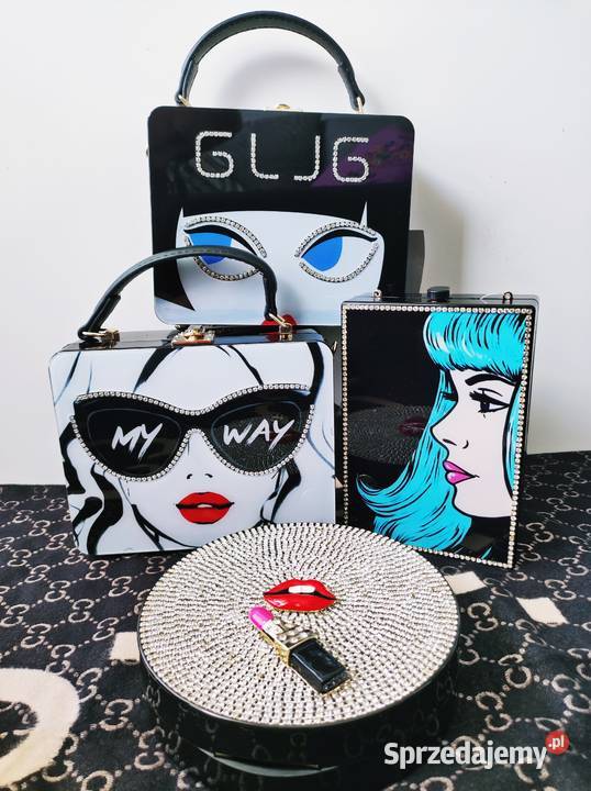 PROMOCJALATOPiękne akrylowe torebkiBiały czarny Torby i torebki Warszawa sprzedam