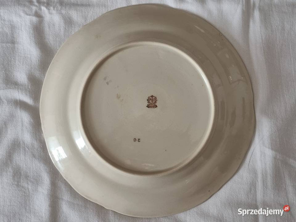 Porcelanowy płaski talerz obiadowy Tułowice lata Warszawa