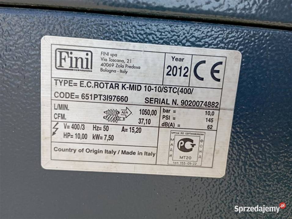 Sprężarka FINI EC ROTER KMID 1010 STC S014122 opolskie