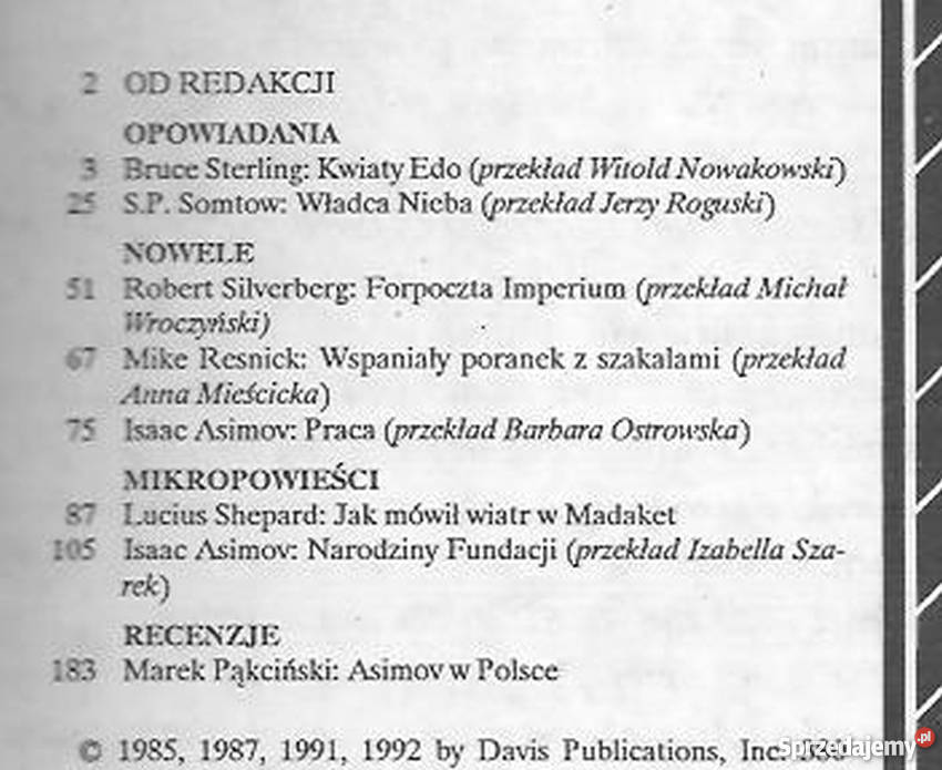 ISAAC ASIMOVS SCIENCE FICTION MAGAZINE LIPIEC Piła