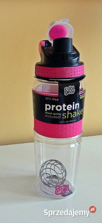 Shaker proteinowy Cool Gear, 24 uncje, różowy, ze sprężyną.