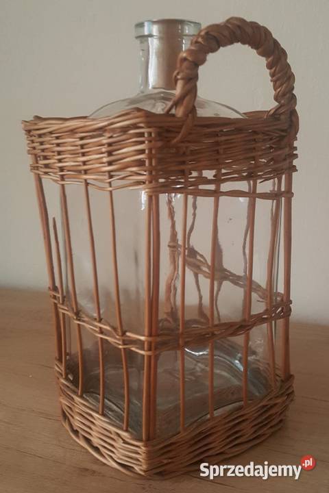 Szklany baniak galon z wiklinowym uchwytem 2 Katowice sprzedam
