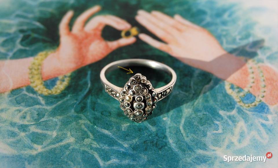 Stary pierścionek markiza markasyty srebro 925 Lublin sprzedam