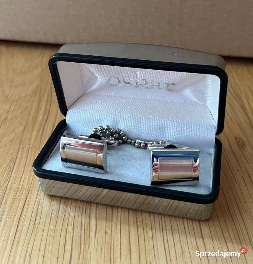 Spinki do mankietów Oskar eleganckie w pudełku Warszawa