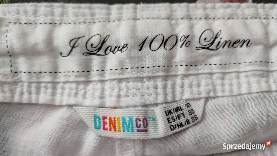Białe spodnie damskie len 100 r 38 Długie Łódź