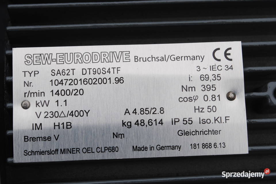 Motoreduktor kątowy 11kw 20obrmin firmy SEW Kargowa