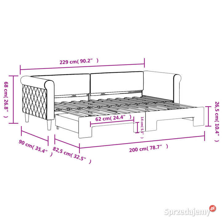 Sofa rozsuwana niebieska aksamit 80x200 Łóżka Warszawa