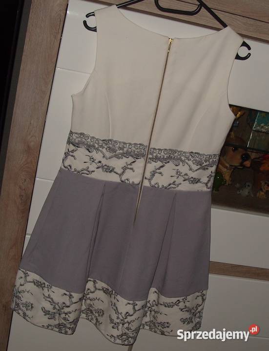 Elegancka haftowana sukienka wesele komunia r40 Rozkloszowana  wielkopolskie Rawicz