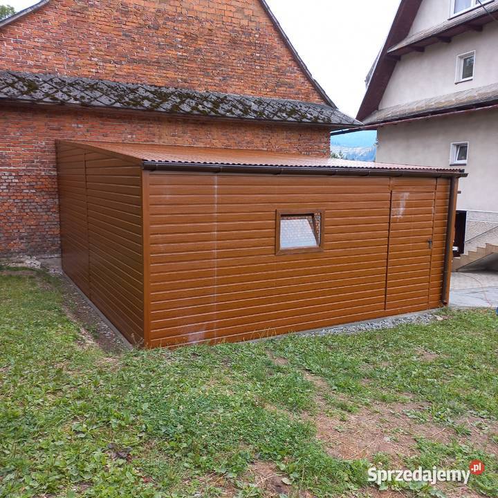 Garaż blaszany 630x55m złoty dąb dowolny wymiar oświetlenie