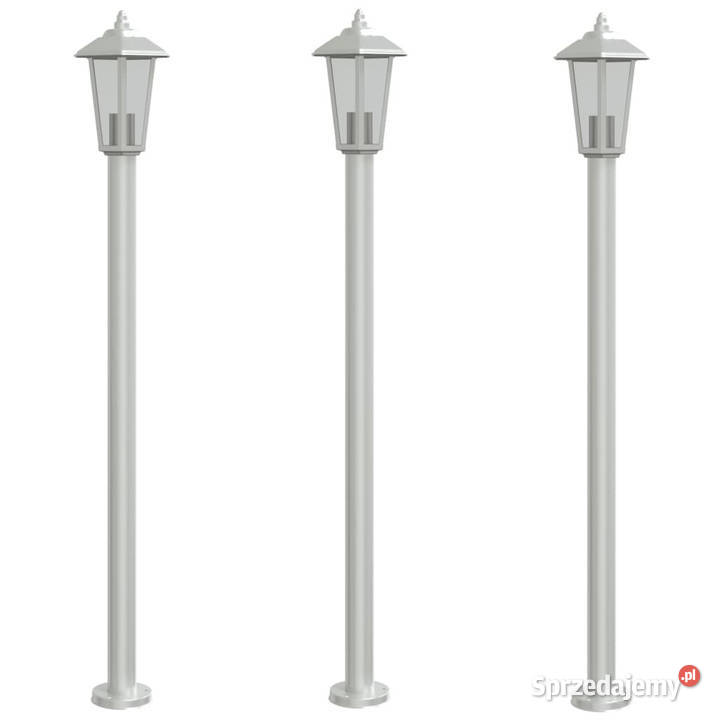 Lampy ogrodowe na słupku 3 srebrne 120 stal Dom i Ogród Warszawa