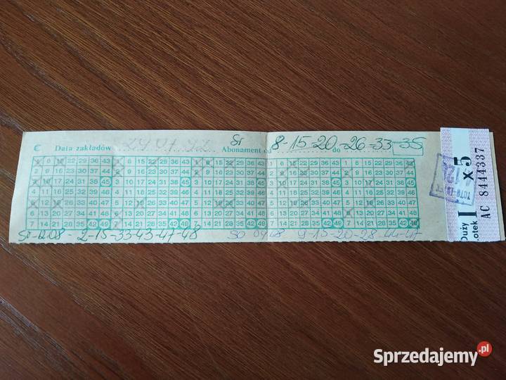 Kupon totolotka 1992 Wałbrzych