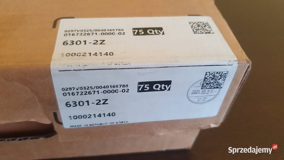 ŁOŻYSKO 6301 2Z FAG 12X37X12 NOWE FAG Łódź