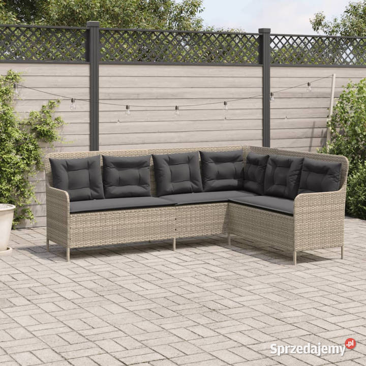 Narożna sofa ogrodowa z poduszkami jasnoszara Warszawa sprzedam