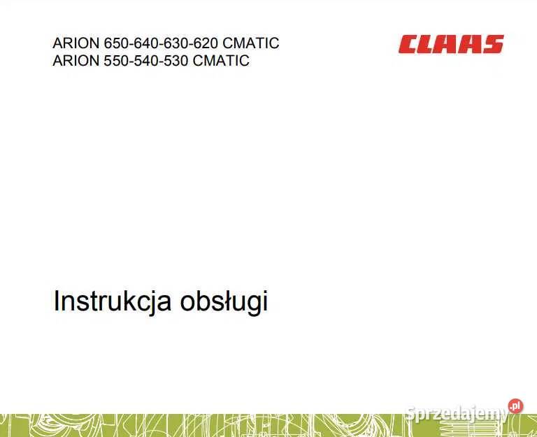 Instrukcja obsługi Claas ARION 650 640 630 620 Zduńska Wola
