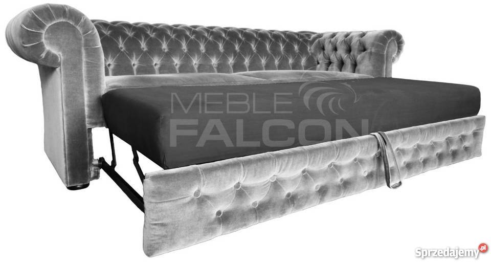 Pikowana sofa Chesterfield Elizabeth z funkcją brązowy/beżowy mazowieckie Warszawa