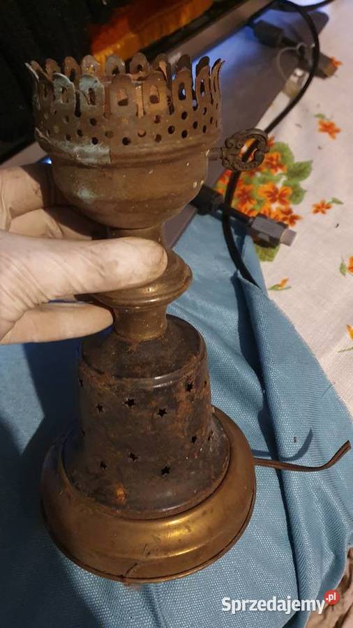 Stara lampa elektryczna miedziowa świecznik Warszawa