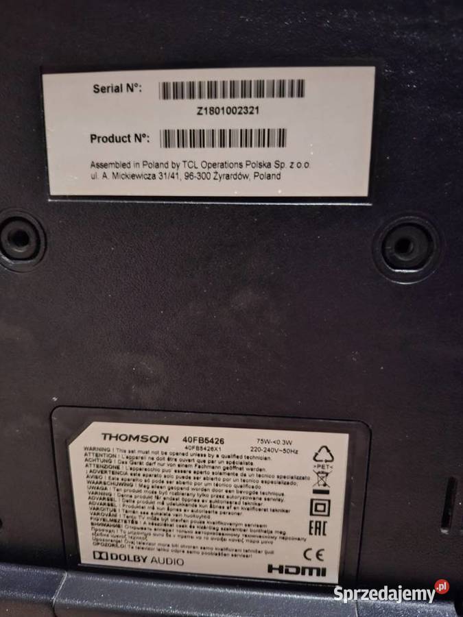 Telewizor Thomson plus dekoder 40cale Telewizory Łańcut