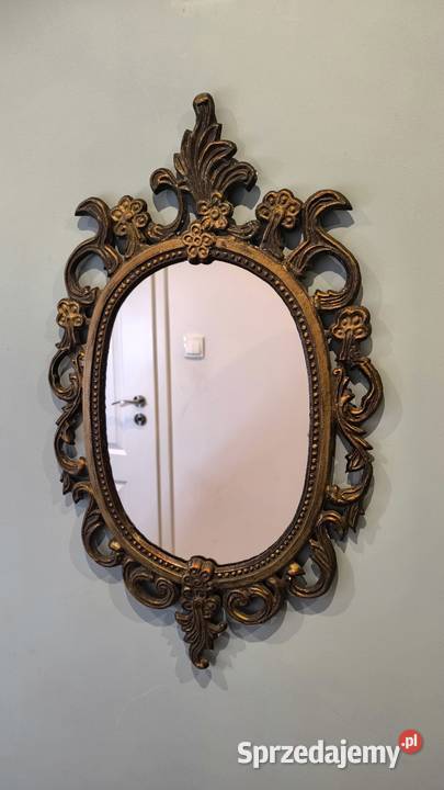 Piękne stylowe mosiężne lustro zdobione Łódź