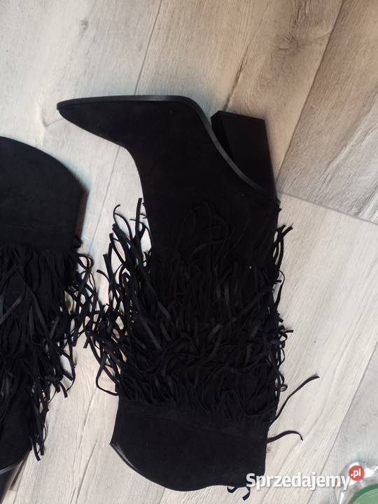 4041 Czarne kozaki kowbojki wieczorowe z Kozaki sprzedam
