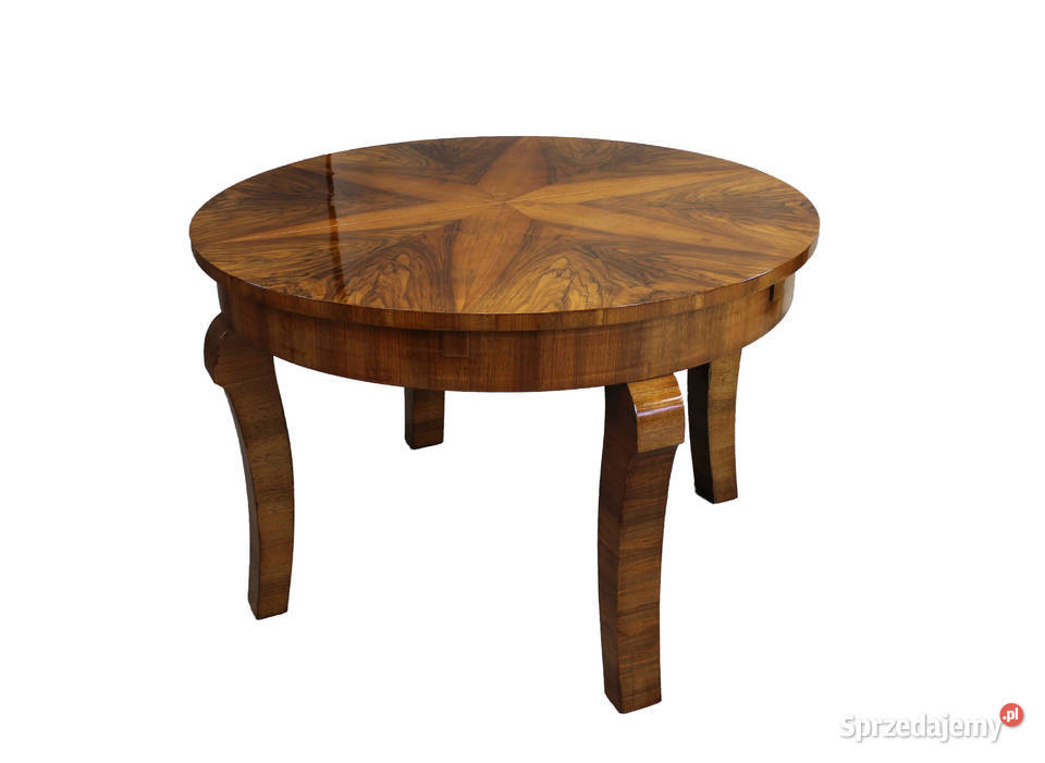 Okrągły stół rozkładany Art Deco w orzechu Bydgoszcz