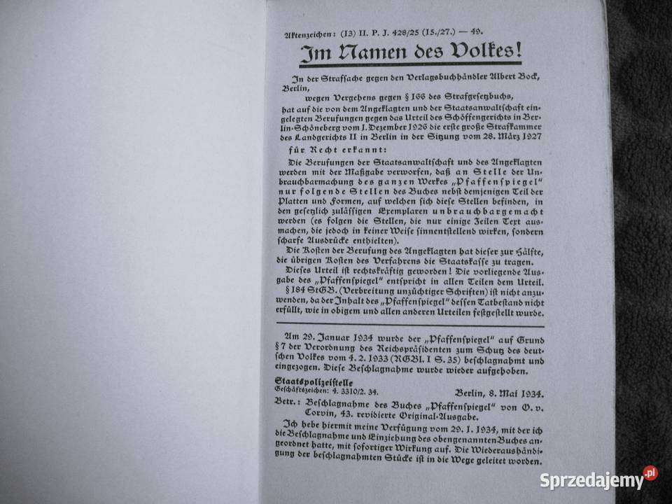 Zwierciadło klechów Otto Von Corvin książka Siedlce