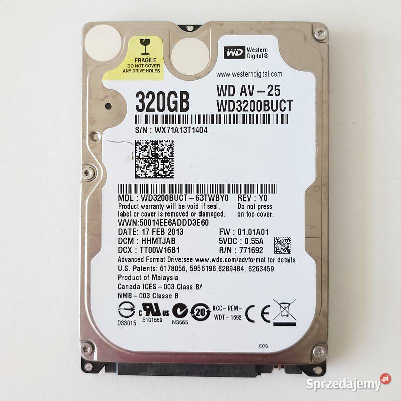 Dysk WD AV25 WD3200BUCT 320GB 25 SATA II podkarpackie Jasionów