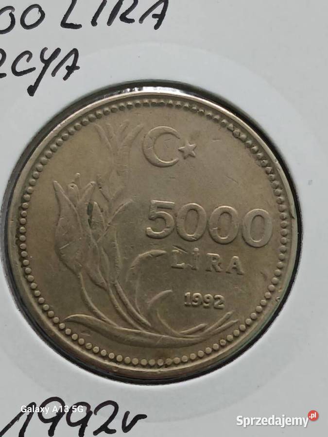 5000 Lirów Turcja 1992 r Numizmatyka Konin