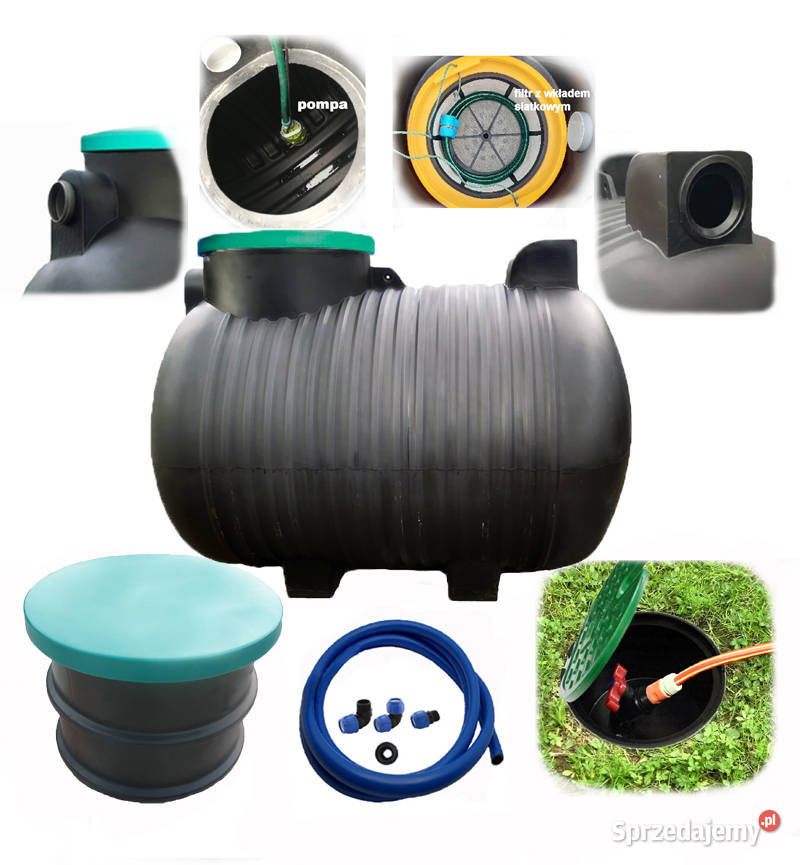 ZBIORNIK NA WODĘ DESZCZOWĄ 3000L zestaw ogród Ostrów Wielkopolski