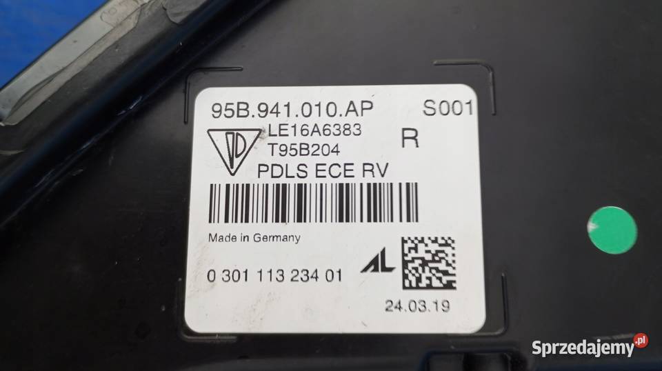 95B941010AP LAMPA PRAWY PRZÓD EU PORSCHE MACAN Lampy przednie Nowy Tomyśl