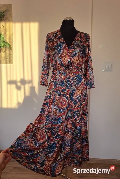 Piekna kolorowa jesienna NOWA sukienka midi z Spódnice i sukienki Kraków
