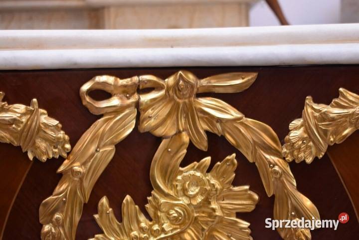 Królewska Komoda Ludwik Biały Marmurowy Blat