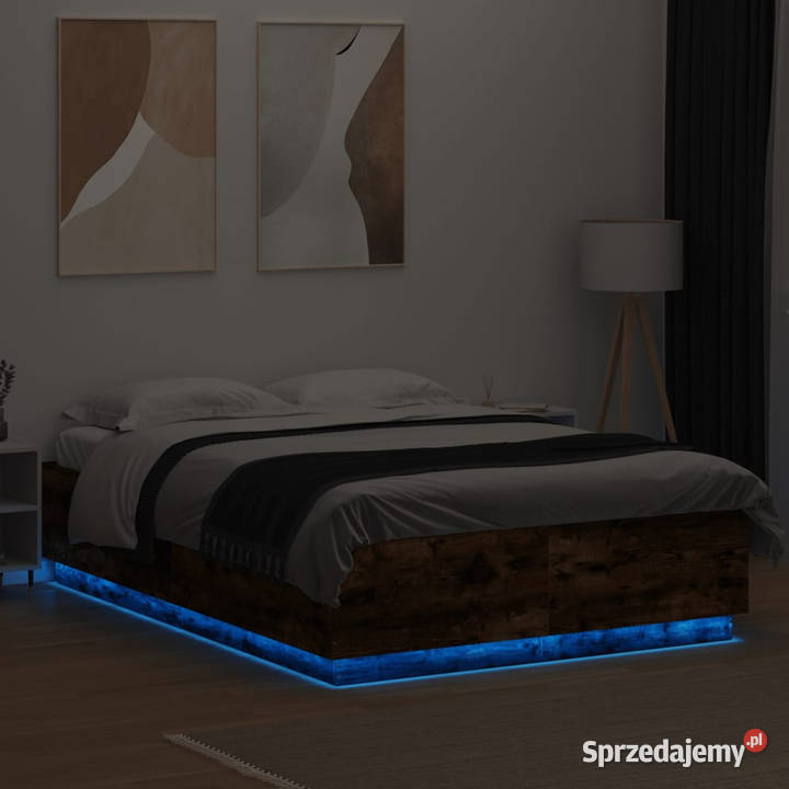 Rama łóżka z LED przydymiony dąb 120x200 Warszawa
