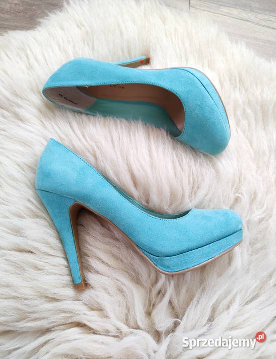 Miętowe zamszowe buty Szpilki Look 37 Nowe Jasło