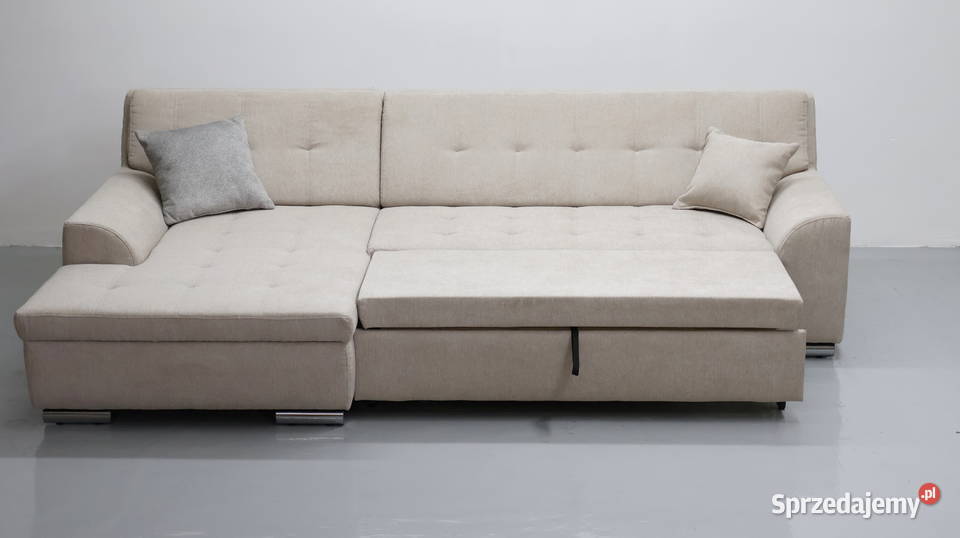 TJE Narożnik funkcją spania BEŻOWA tkanina wielkopolskie Poznań