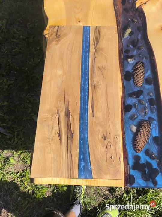stolik blat drewno sosna żywica ogród salon dom Piaseczno